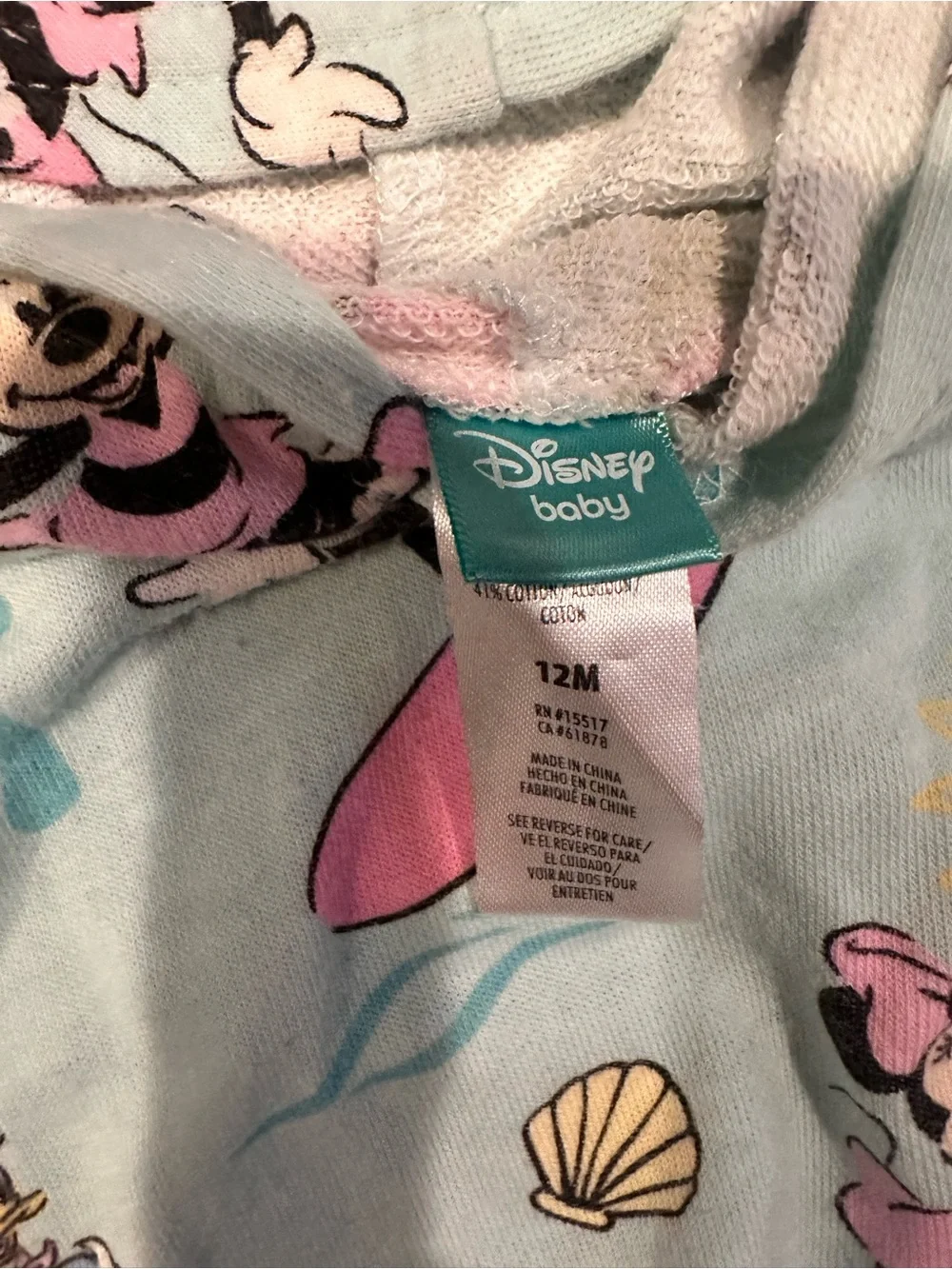 Disney Light Blue & Pink Minnie Mouse Hooded Crop Top and Shorts Set